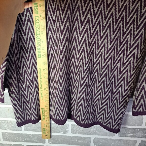 Vintage Wool Cashmere 90s Chevron Purple Gray Print Womens Cardigan Size Large - Picture 11 of 13